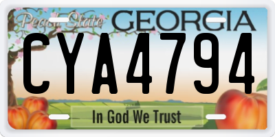 GA license plate CYA4794