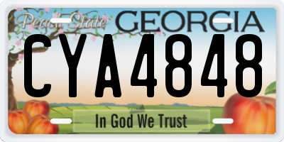 GA license plate CYA4848