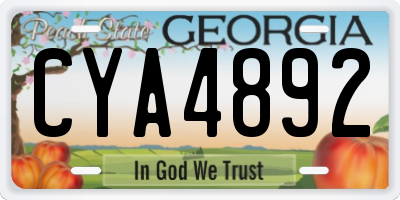 GA license plate CYA4892
