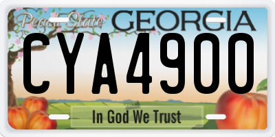 GA license plate CYA4900