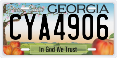 GA license plate CYA4906