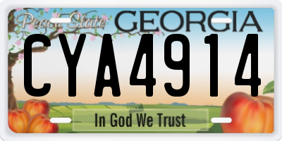 GA license plate CYA4914