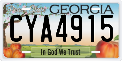GA license plate CYA4915