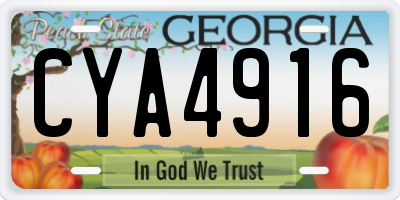 GA license plate CYA4916