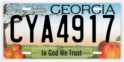 GA license plate CYA4917
