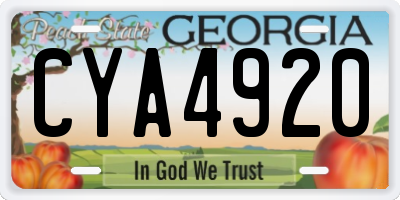 GA license plate CYA4920