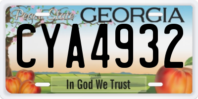 GA license plate CYA4932