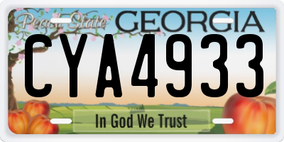 GA license plate CYA4933