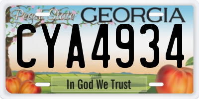 GA license plate CYA4934