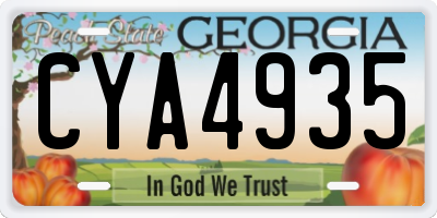 GA license plate CYA4935