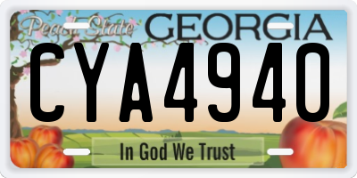 GA license plate CYA4940
