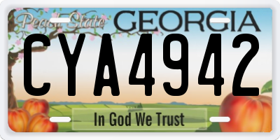 GA license plate CYA4942