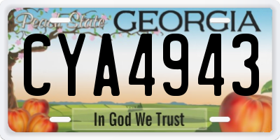GA license plate CYA4943