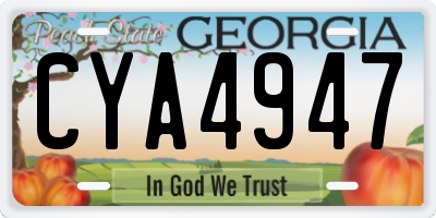GA license plate CYA4947