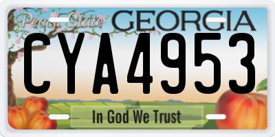 GA license plate CYA4953