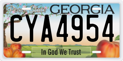 GA license plate CYA4954