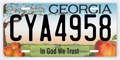GA license plate CYA4958