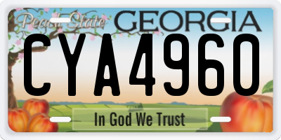 GA license plate CYA4960