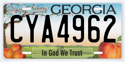 GA license plate CYA4962