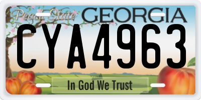 GA license plate CYA4963