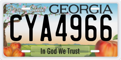 GA license plate CYA4966
