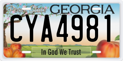 GA license plate CYA4981