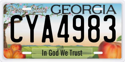 GA license plate CYA4983