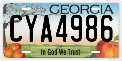 GA license plate CYA4986