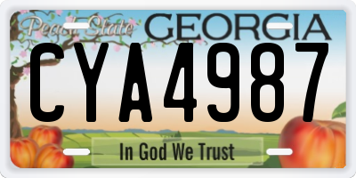GA license plate CYA4987