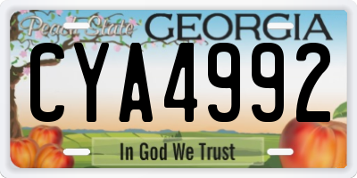 GA license plate CYA4992