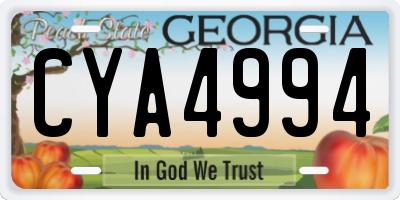 GA license plate CYA4994