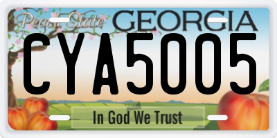 GA license plate CYA5005