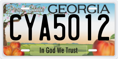 GA license plate CYA5012