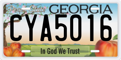 GA license plate CYA5016