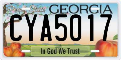 GA license plate CYA5017
