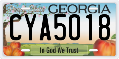 GA license plate CYA5018