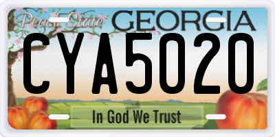 GA license plate CYA5020
