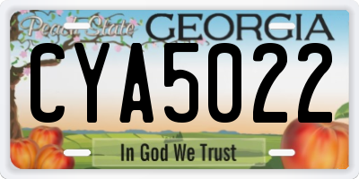 GA license plate CYA5022