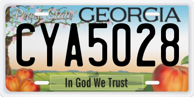 GA license plate CYA5028