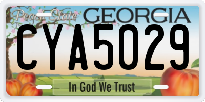 GA license plate CYA5029