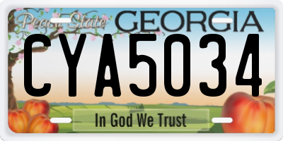 GA license plate CYA5034