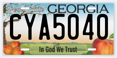GA license plate CYA5040