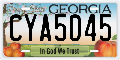 GA license plate CYA5045