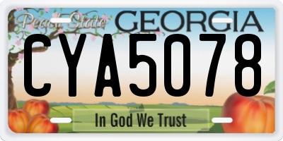 GA license plate CYA5078