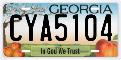 GA license plate CYA5104