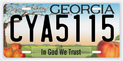 GA license plate CYA5115