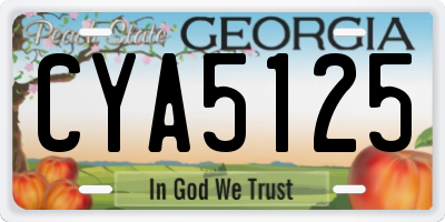GA license plate CYA5125