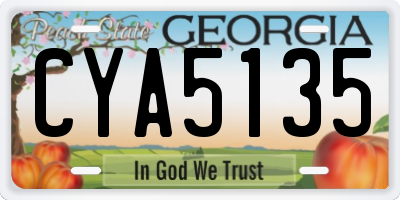 GA license plate CYA5135