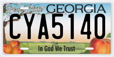 GA license plate CYA5140