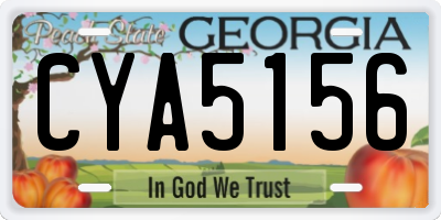 GA license plate CYA5156